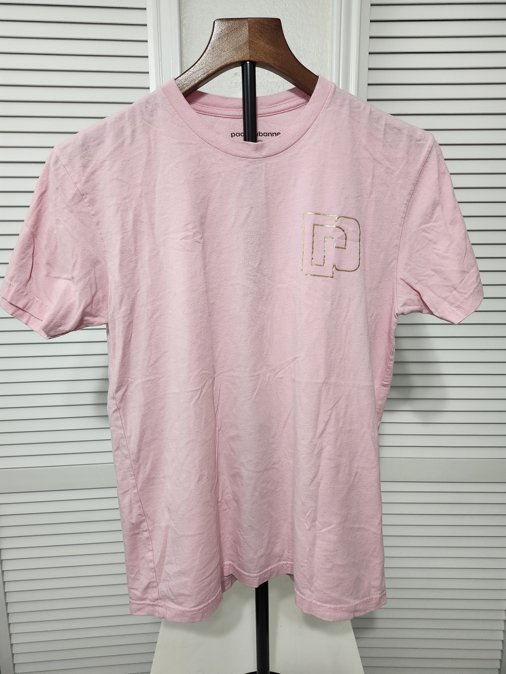 Paco Rabanne Pink Short-Sleeve Tee with Gold Logo